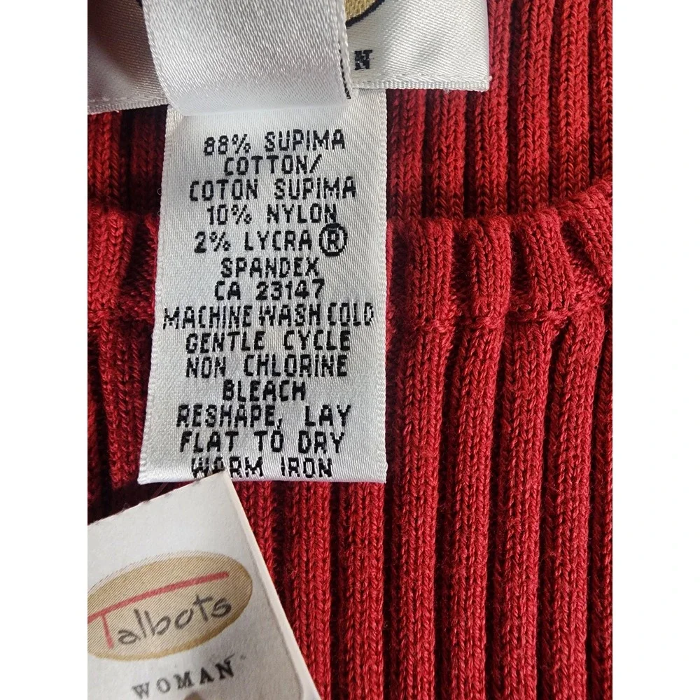 Talbots NEW Sweater Vest Womens 1X Sleeveless Red Ribbed Supima Knit Stretch
